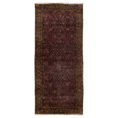 Alfombra persa antigua de lana Tabriz de 1880 con diseño floral clásico en rojo