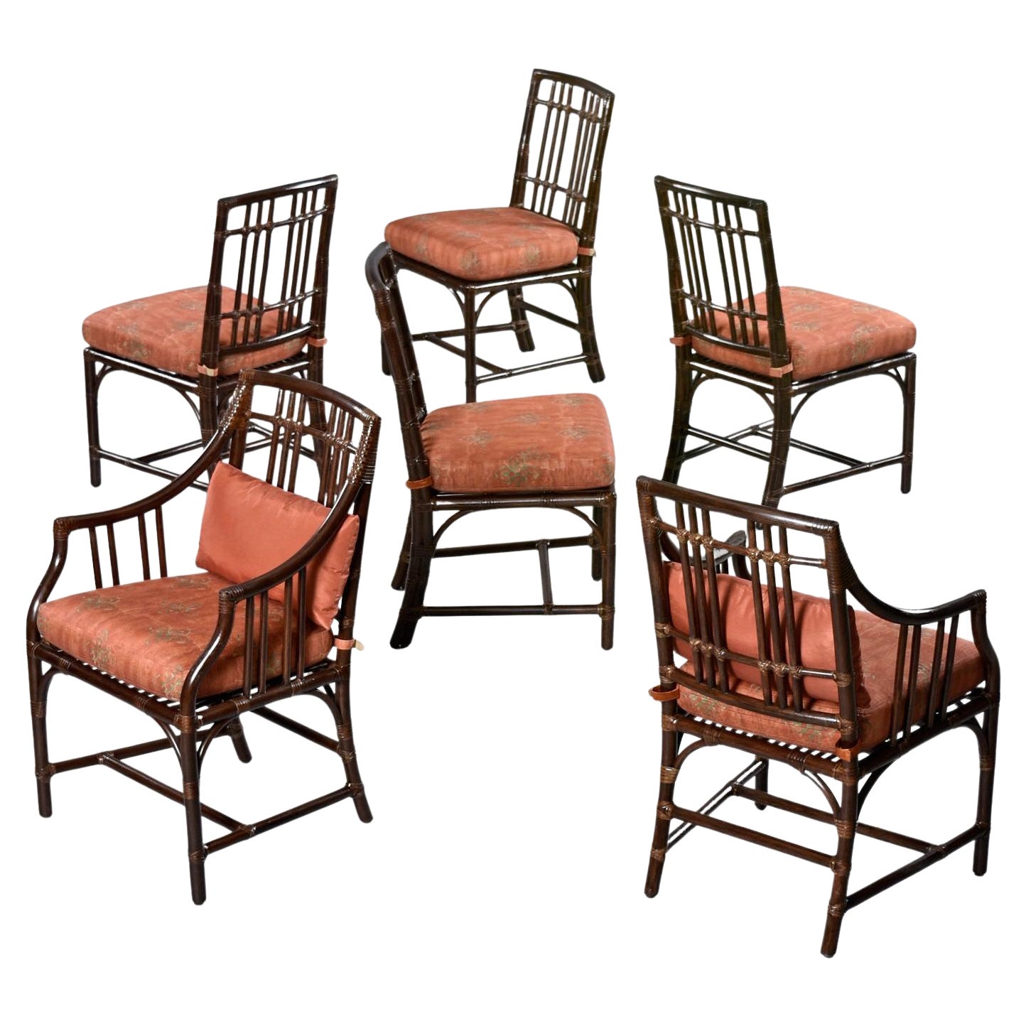 Asian Modern Mid-Century McGuire Balboa Chairs in Dark Tobacco Finish