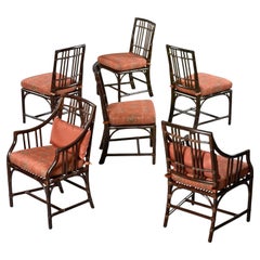 Sedie Asian Modern Mid-Century McGuire Balboa con finitura tabacco scuro
