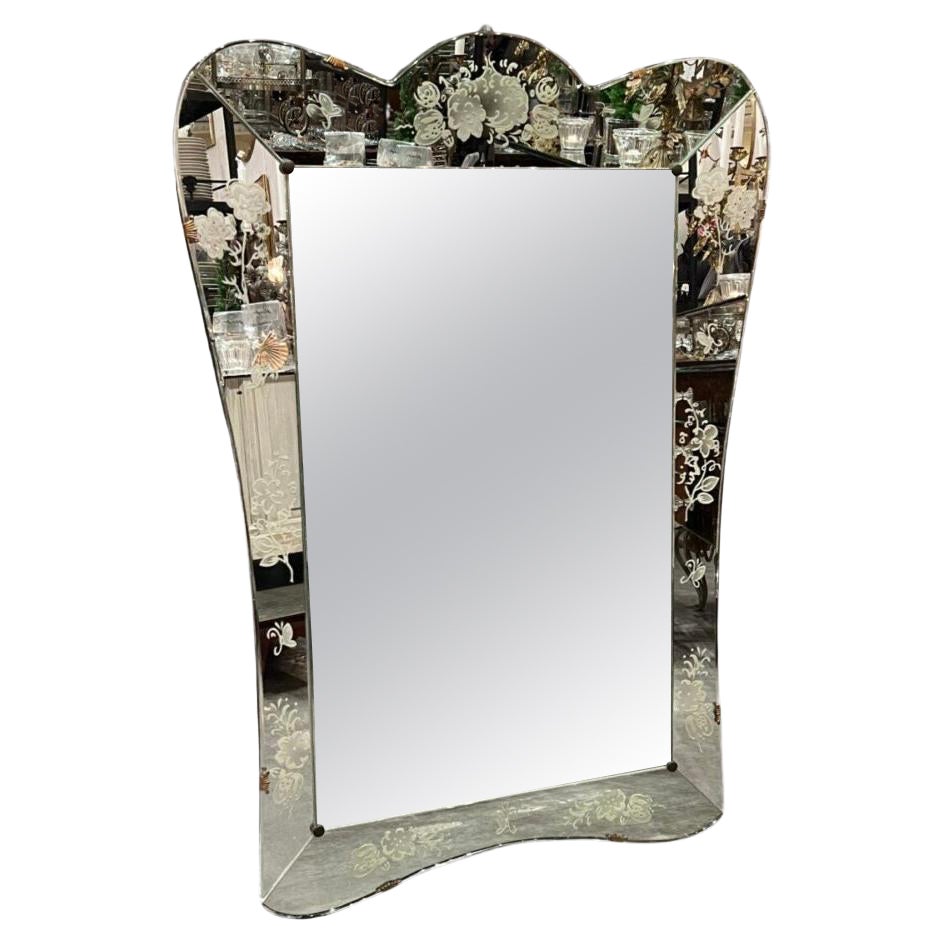 Large and Lovely Shaped Venetian Mirror, 1920s-1930s, France