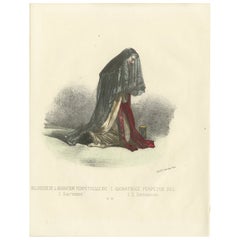 Devoción Eterna en la Oración: Estampa Religiosa Adoratriz coloreada a mano, Lámina 77, 1862