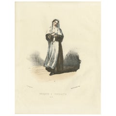 Graziosa semplicità: Stampa colorata a mano di una suora Zocolette, lastra 79, 1862