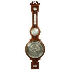 Regency Mahogany and Inlaid Barometer or Clock by P. Taroni, Jersey 11
