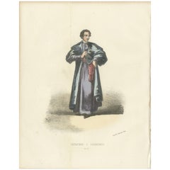 Dignità nella cerimonia: Stampa colorata a mano di un caudatario papale, lastra 27, 1862