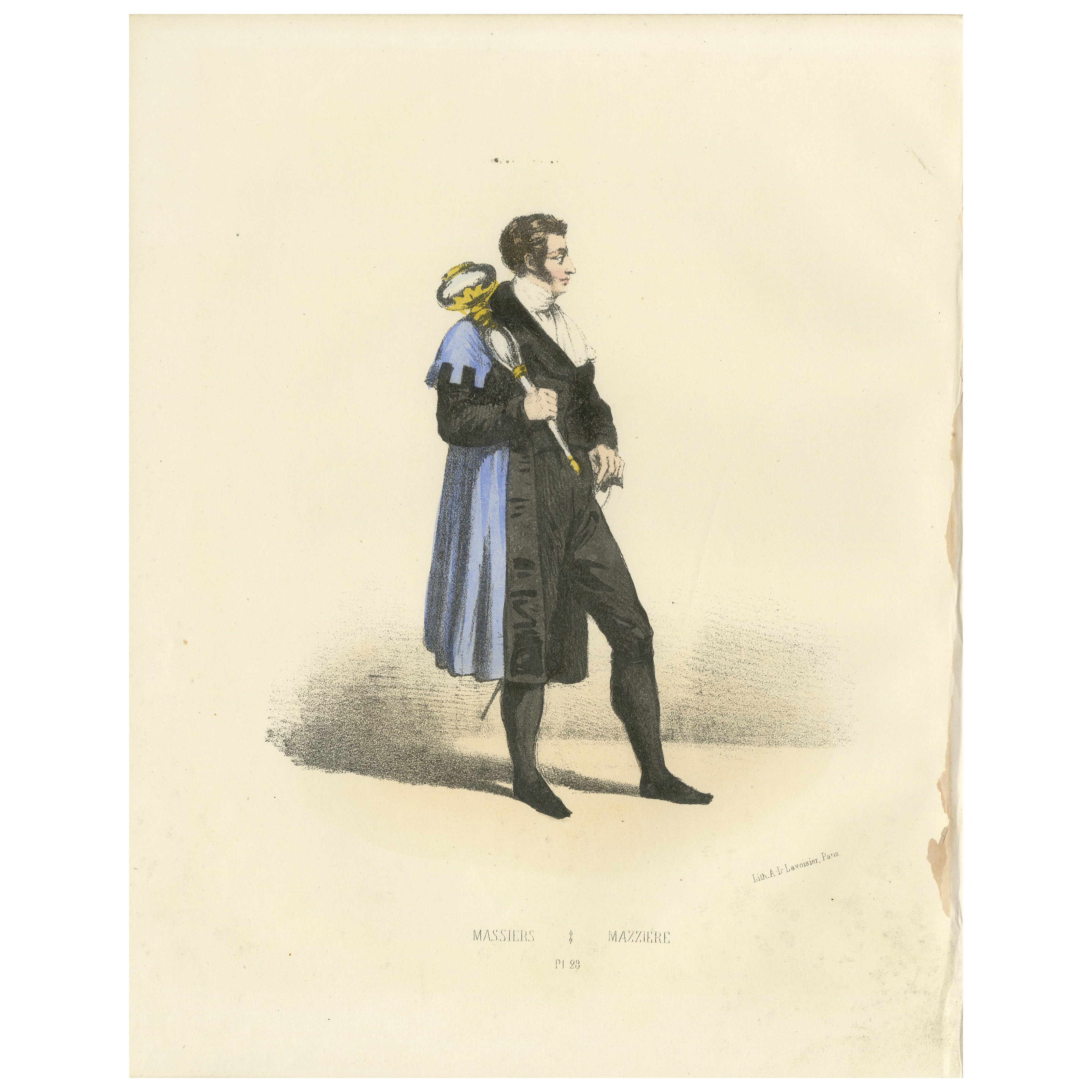 Prestigio ceremonial: Grabado coloreado a mano de un Massier, Lámina 23, 1862