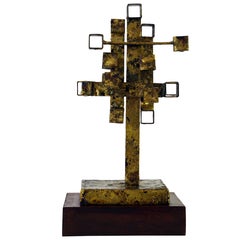 Joseph A Burlini Brass Abstract Sculpture, Dated 1967