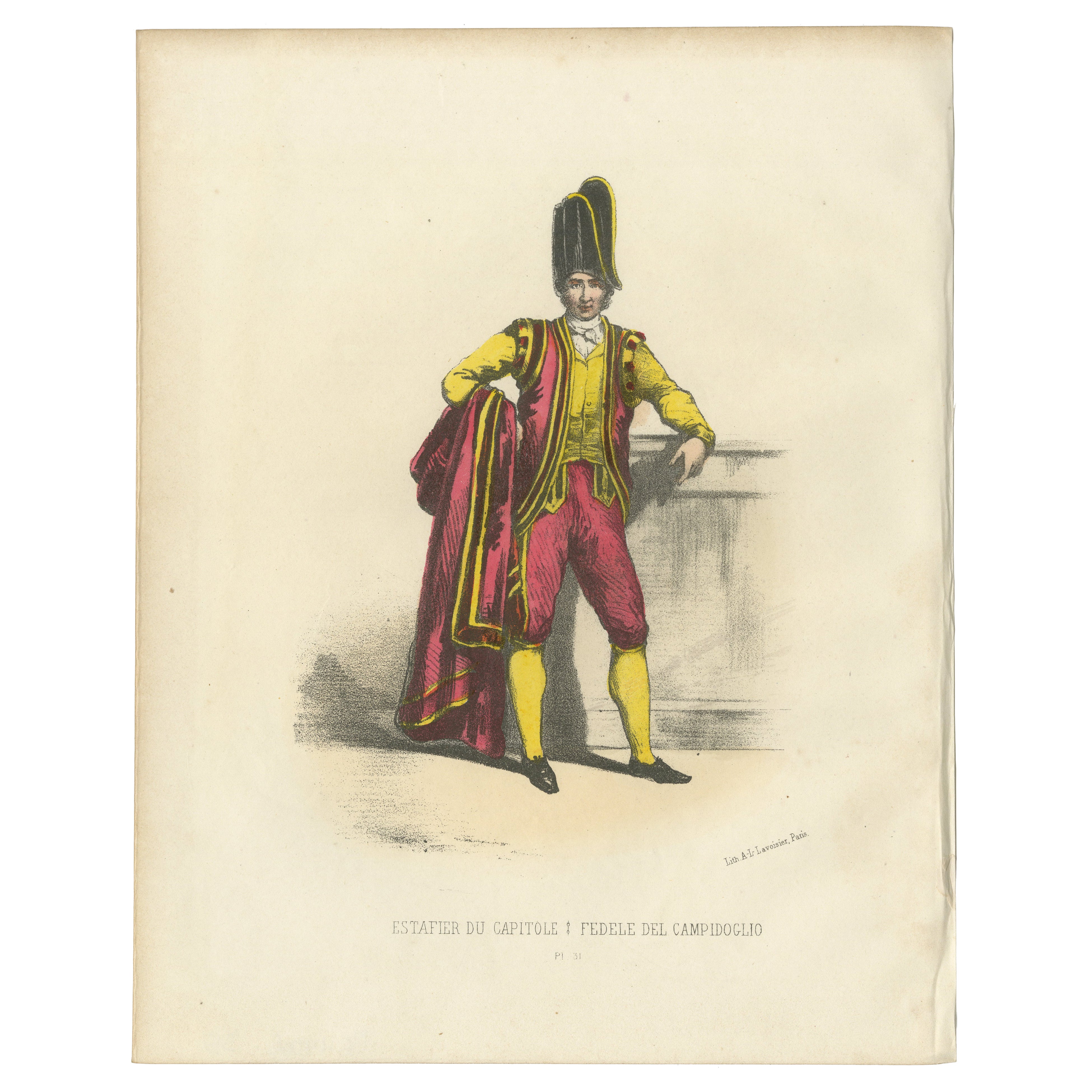 Vibrante tradizione: Stampa colorata a mano dell'Estafier capitolino, lastra 31, 1862