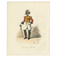 Onore ed Eleganza: Stampa colorata a mano di una guardia nobile, lastra 32, 1862