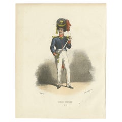 Orgoglio civico in uniforme: Stampa colorata a mano di un ufficiale della Garde Civique, 1862
