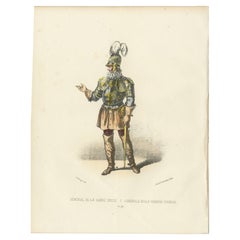 Commanding Tradition: Handcolored Print of the Swiss Guard General, 1862