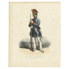 Guardián del Orden: Grabado coloreado a mano de una Guardia Nacional, Lámina 37, 1862