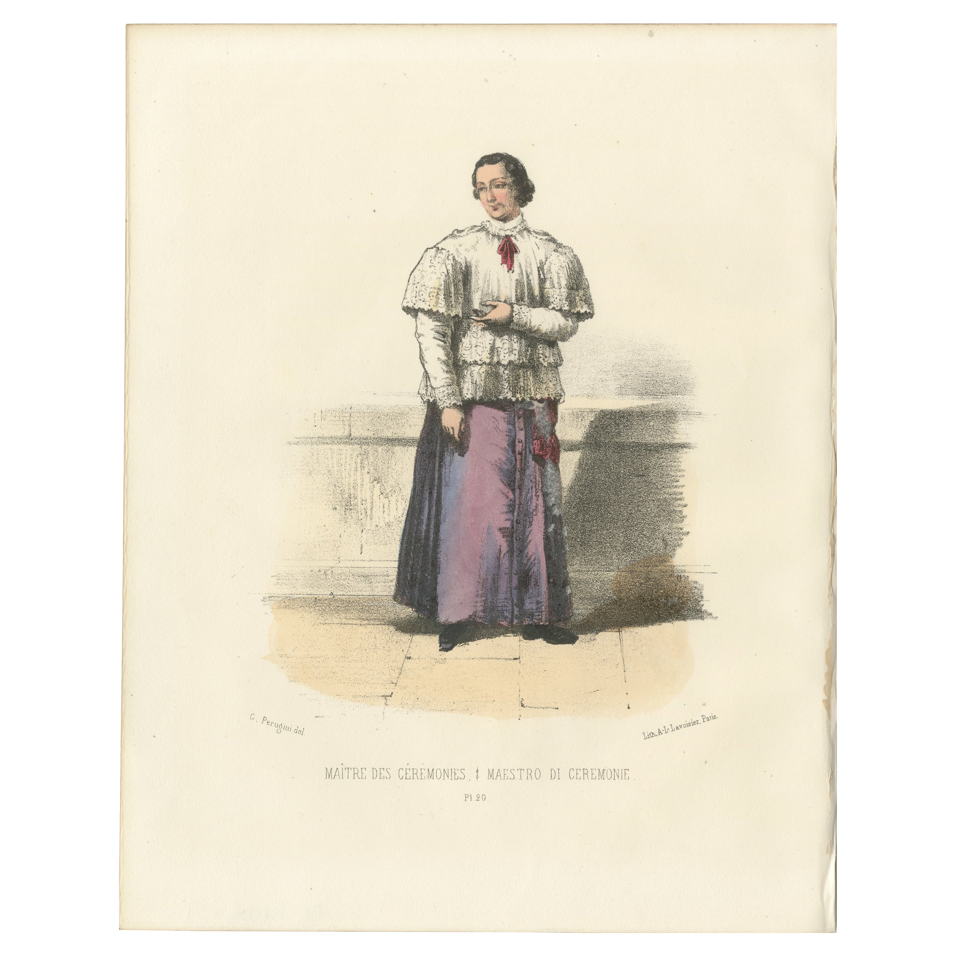Master of Ceremonies: Handcolored Lithograph, Plate 20, 1862
