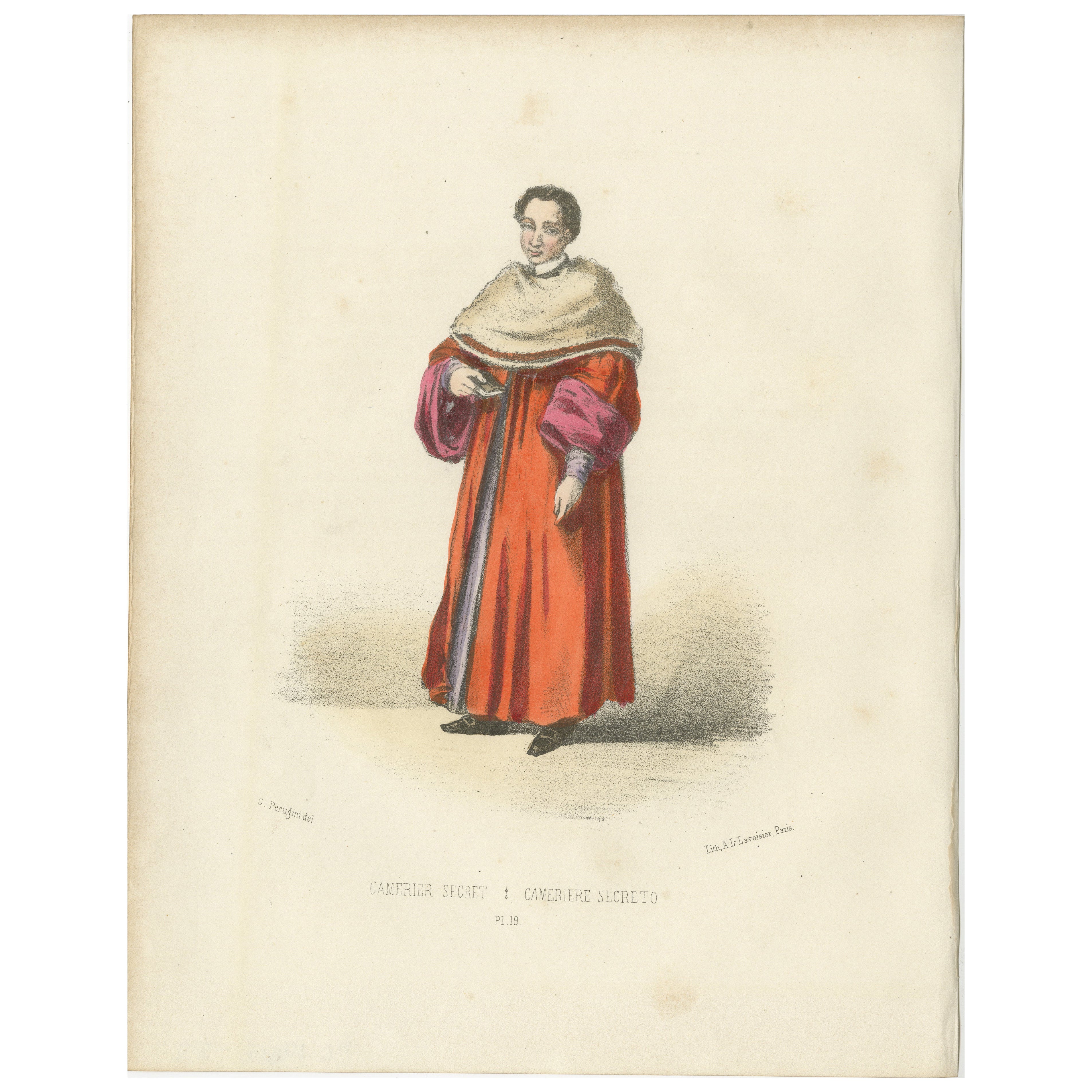 Cameriere Segreto: Handcolored Lithograph of the Secret Chamberlain, 1862