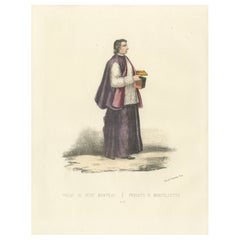 Litografia colorata a mano di Prélat de Petit Manteau (Prelato in Mantelletta), 1862