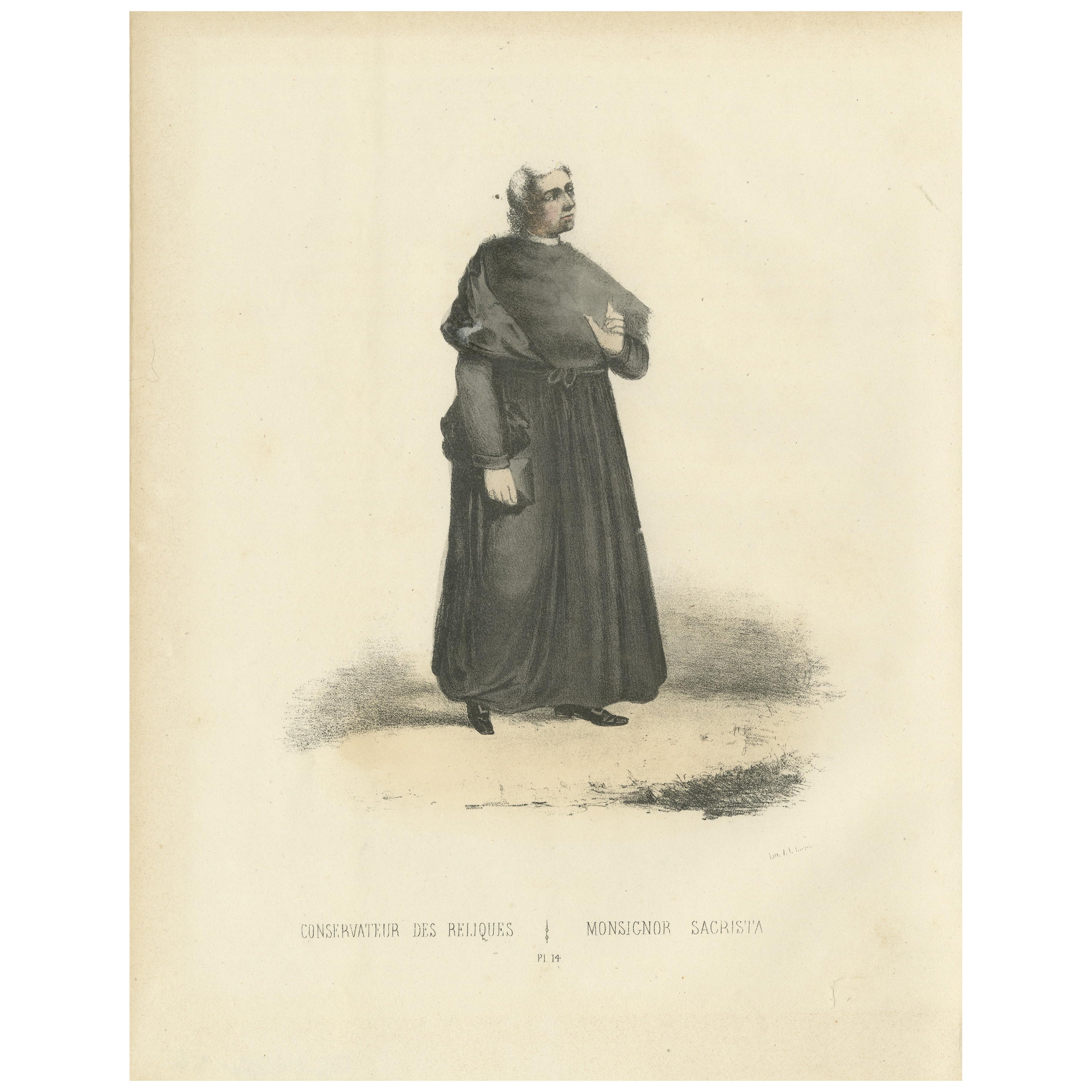 Handcolored Lithograph of Conservateur des Reliques (Custodian of Relics), 1862