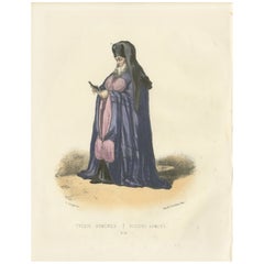 Litografia colorata a mano di Évêque Arménien (vescovo armeno), lastra 15, 1862