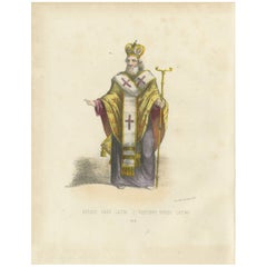 Handcolored Lithograph of Évêque Grec Latin (Greek Latin Bishop), Plate 11, 1862