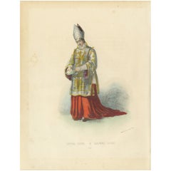 Squisita litografia colorata a mano, Cardinale Diacre (Cardinale Diacono), 1862