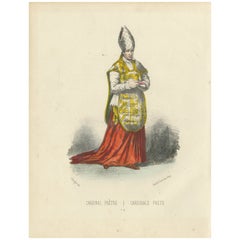 Litografia del Cardinale Prêtre (Cardinale Sacerdote) in piena regalia cerimoniale, 1862
