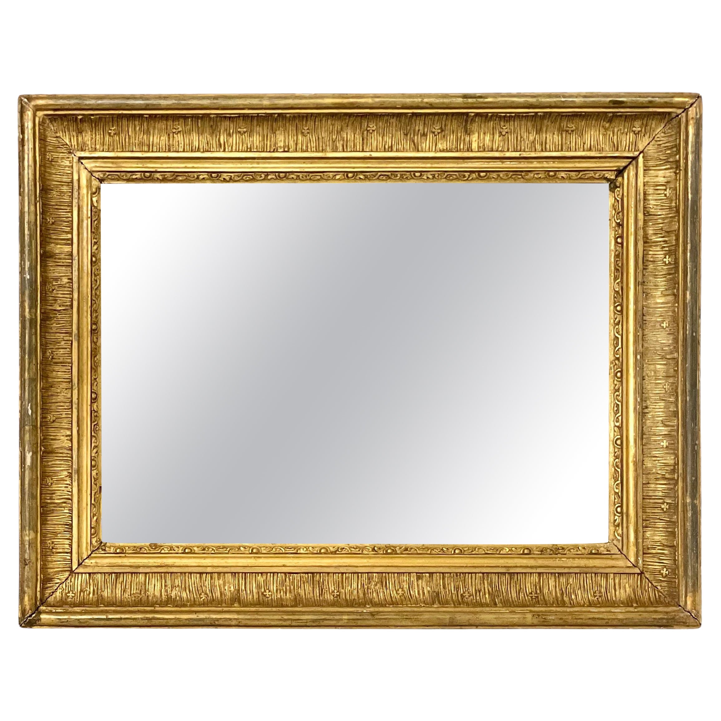 Neoklassischer rechteckiger Spiegel aus Giltwood, Frankreich 19.