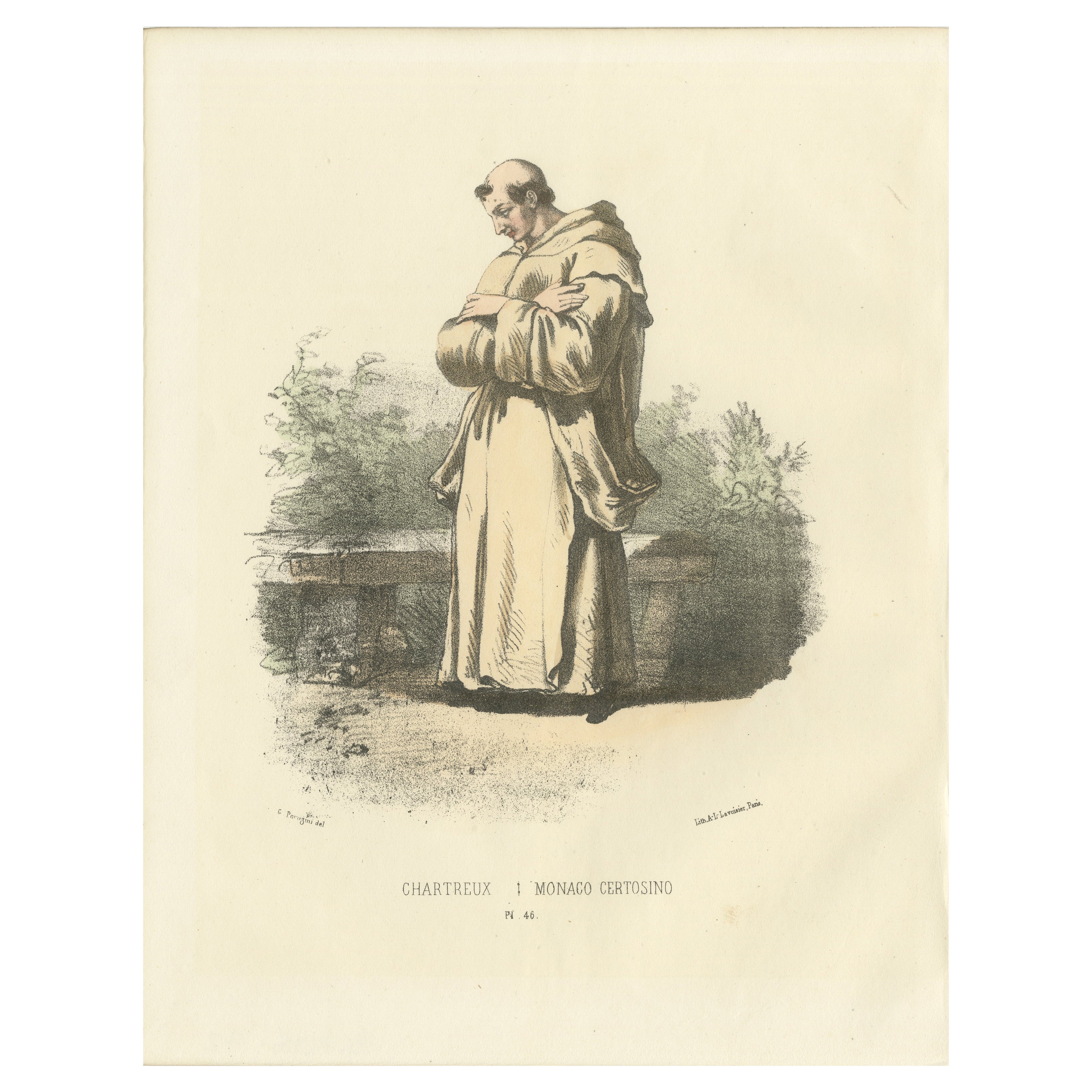 The Contemplative Silence: Chartreux Monk in Reverie, Plate 46, 1862