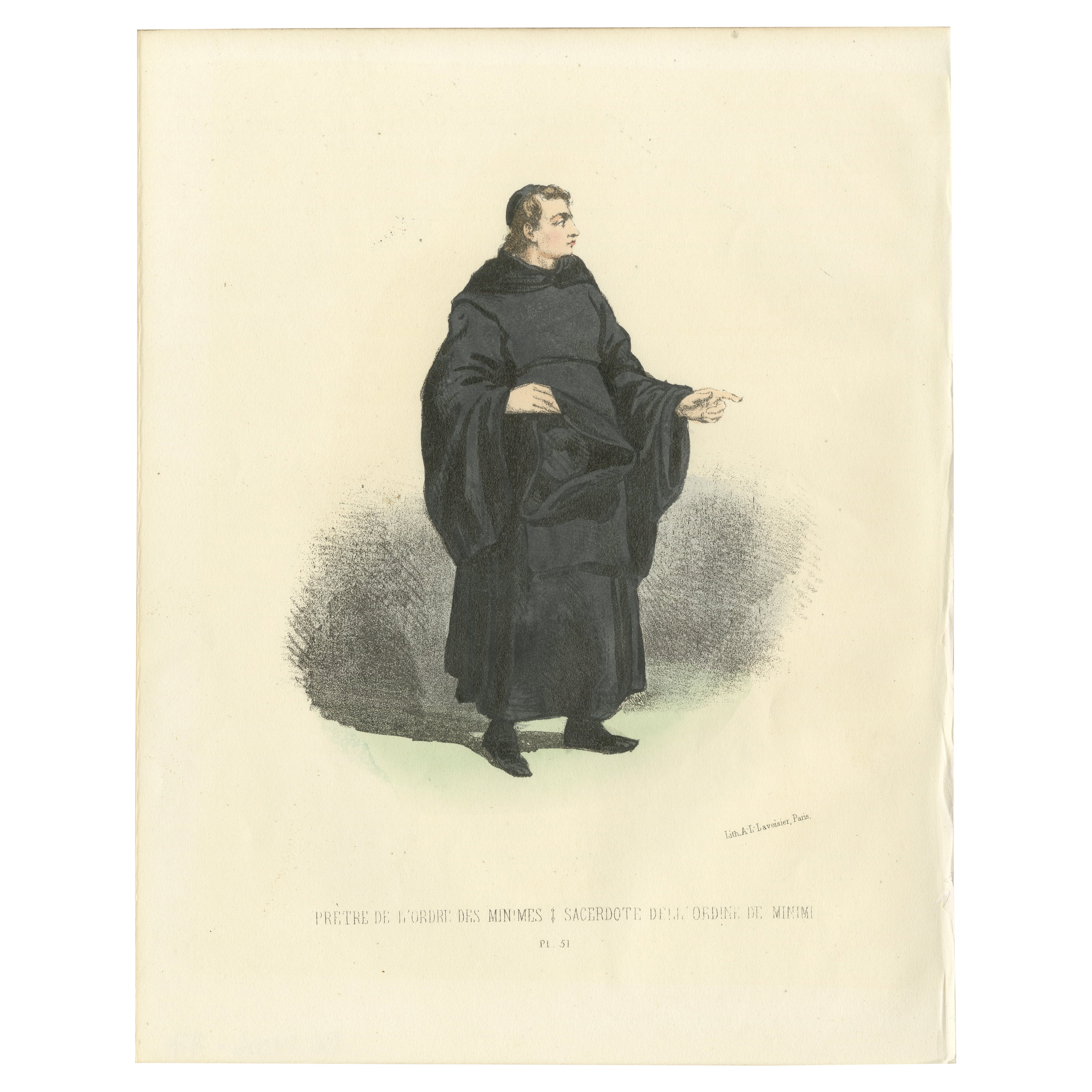 Print of The Priest of the Minims Order: A Glimpse into Monastic Devotion, 1862