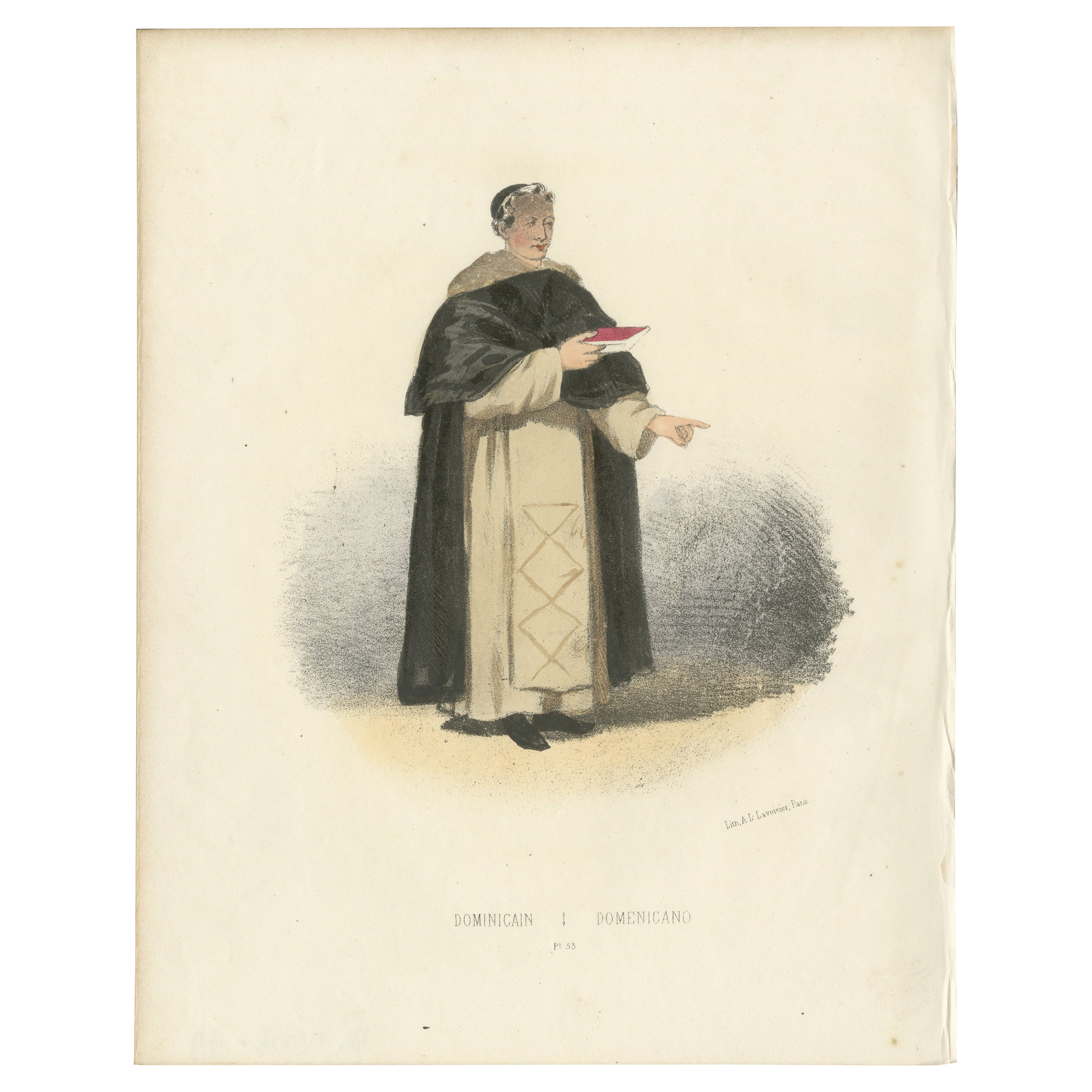 Dominican Friar: A Portrait of Scholarly Devotion and Preaching, 1862 Lithograph