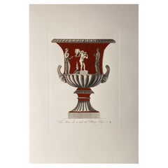 Italienische Contemporary Hand Colored Pompeian Red Antique Vase Print 1 von 2
