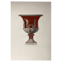 Italian Contemporary Hand Colored Pompeian Red Antique Vase Print 2 of 2