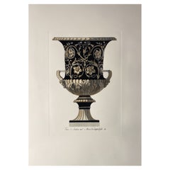 Italienische Contemporary Hand Colored Deep Black Antique Vase Print 2 of 4