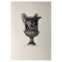 Italian Contemporary Hand Colored Deep Black Antique Vase Print 4 of 4