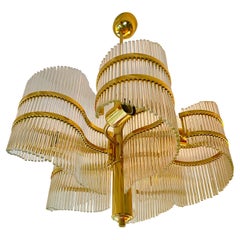 Sciolari glass lightolier with brass , Italy 1980s