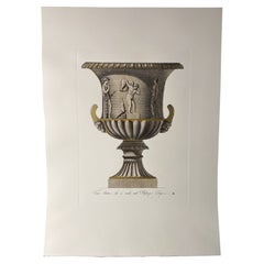 Italienische Contemporary Hand gefärbt Creme und Gold antike Vase Print 1 von 4