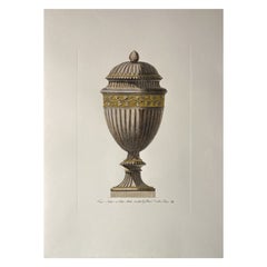 Vaso antico italiano contemporaneo colorato a mano in crema e oro Stampa 3 di 4
