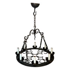 Lustre rond en fer forgé à 8 Lights de style gothique