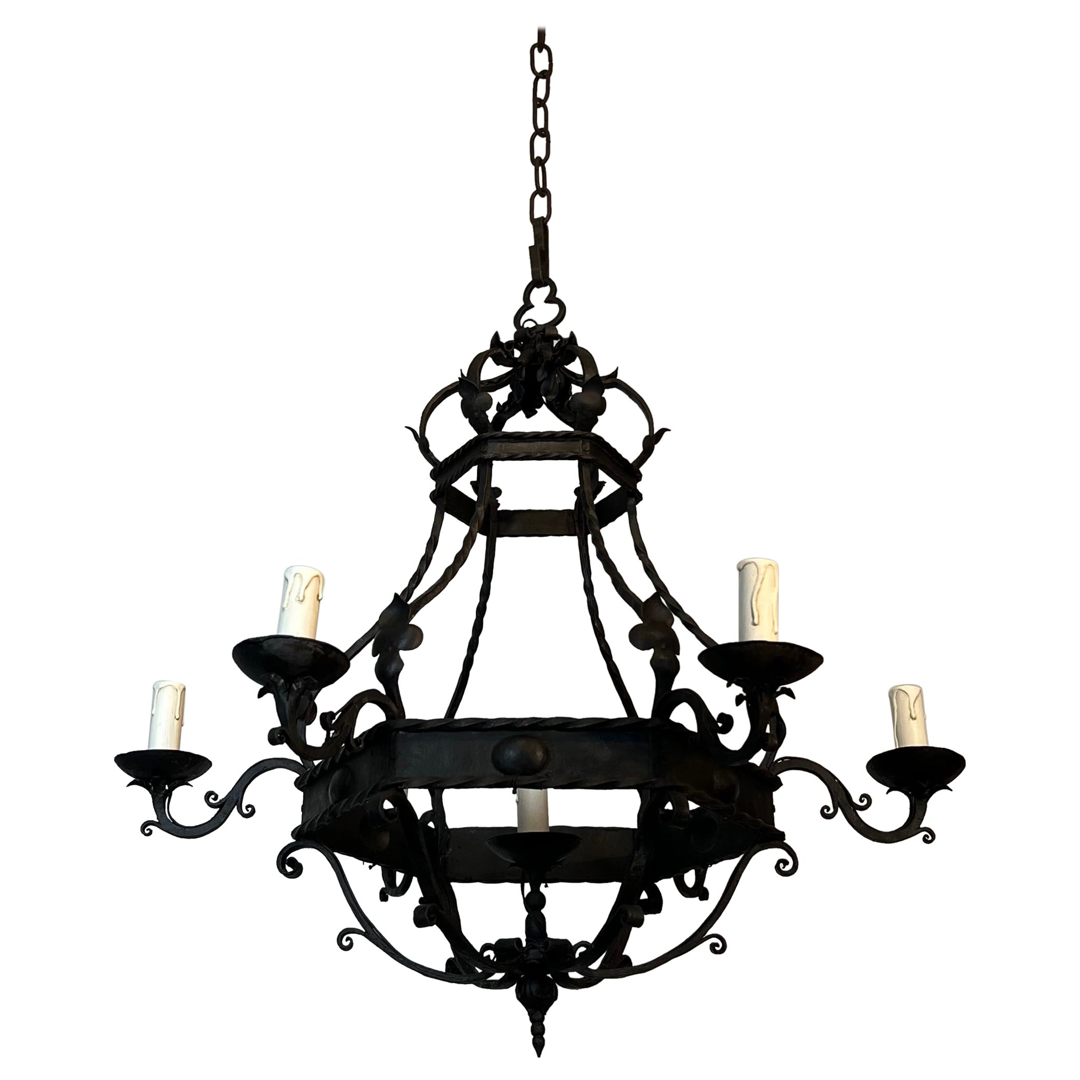 Schmiedeeisen Käfig Kronleuchter mit 7 Lights in The Gothic Style
