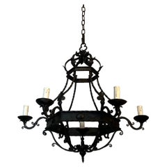 Wrought Iron Cage Chandelier With 7 lights in The Gothic Style