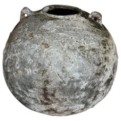 Grand vase rustique Wabi-Sabi tourné sur bois avec poignées
