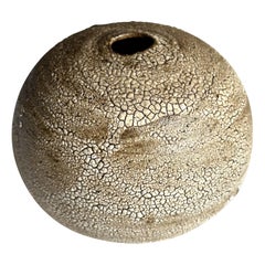Round Leather Lizard Textured Ceramic Bud Vase