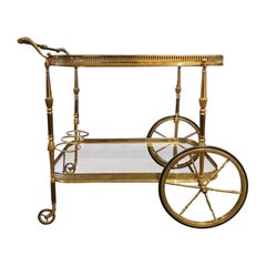 Sophisticated Brass Bar Cart-France 1950s