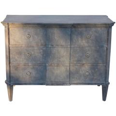 1990s Gustavian Style Swedish Chest of Drawers Grey-Washed Dresser