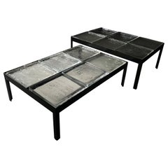 Paire de tables basses en verre vintage Saint Gobain