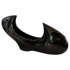 70s Huge Mid Century Modern Sculpture Japanese Crescent Ikebana Planter Vase