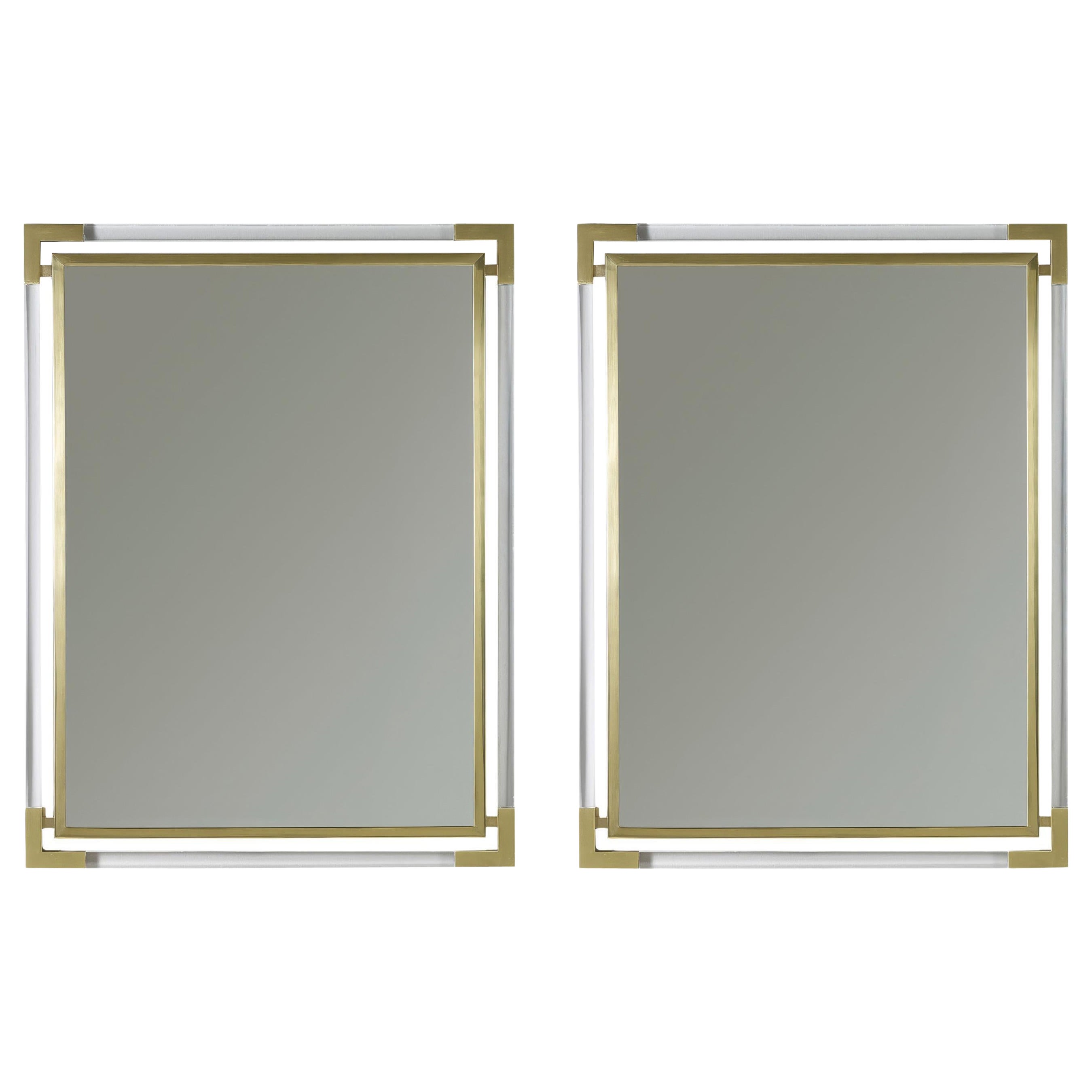 Pair of Modern Floating Wall Mirrors