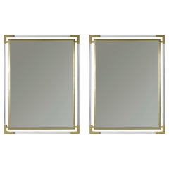 Pair of Modern Floating Wall Mirrors