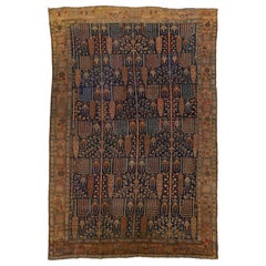 1900s Blue Antique Persian Bakshaish Wool Rug Handmade with Allover Design