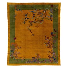 8 x 10  Vara de Oro Antigua China Art Decó  Alfombra de lana hecha a mano