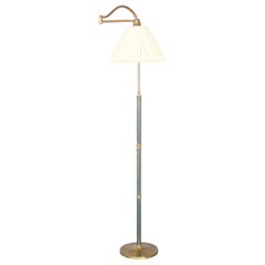 Italian leather and brass floor lamp