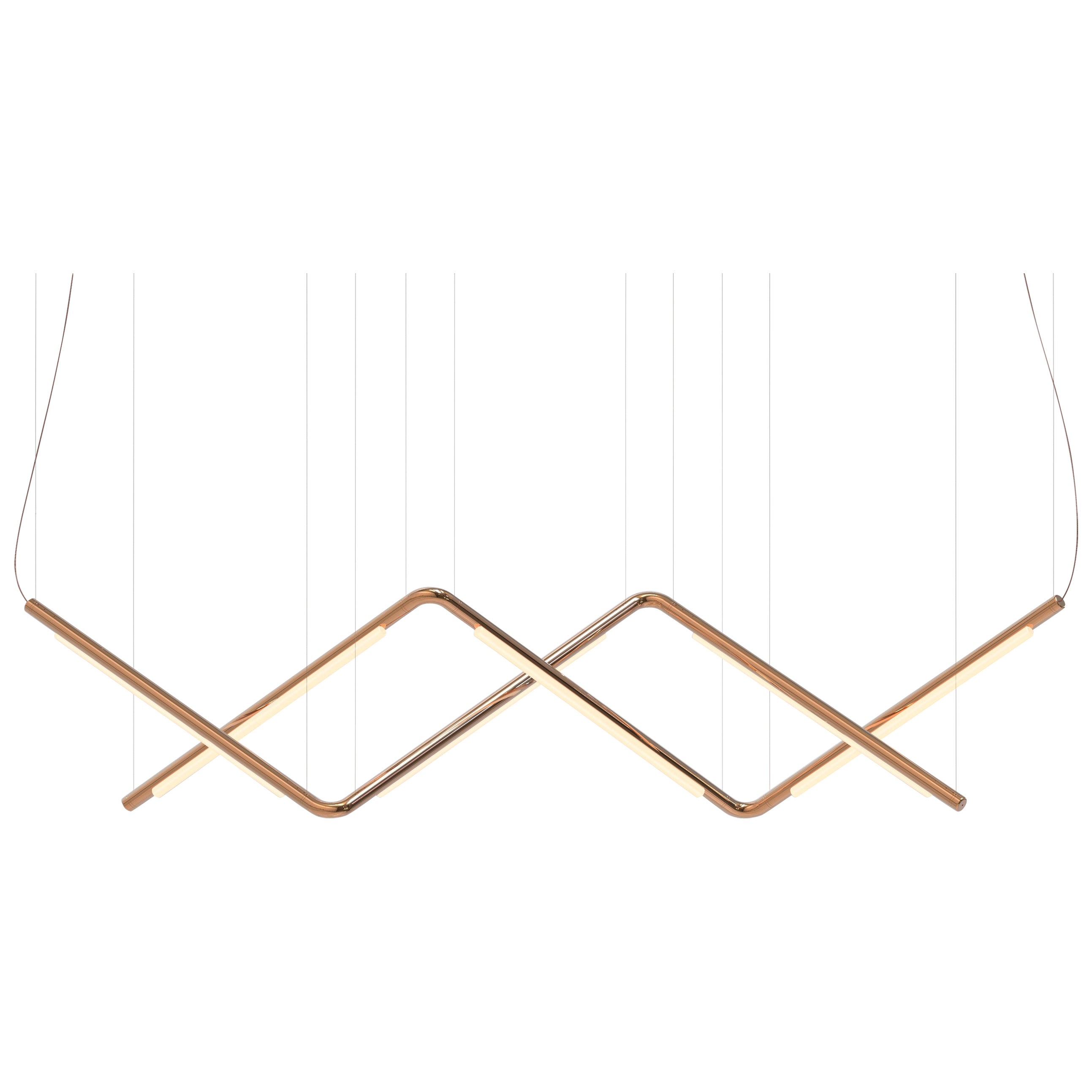 Contemporary Chandelier / Pendant Lamp 'Pipeline CM9-P' Copper by AND