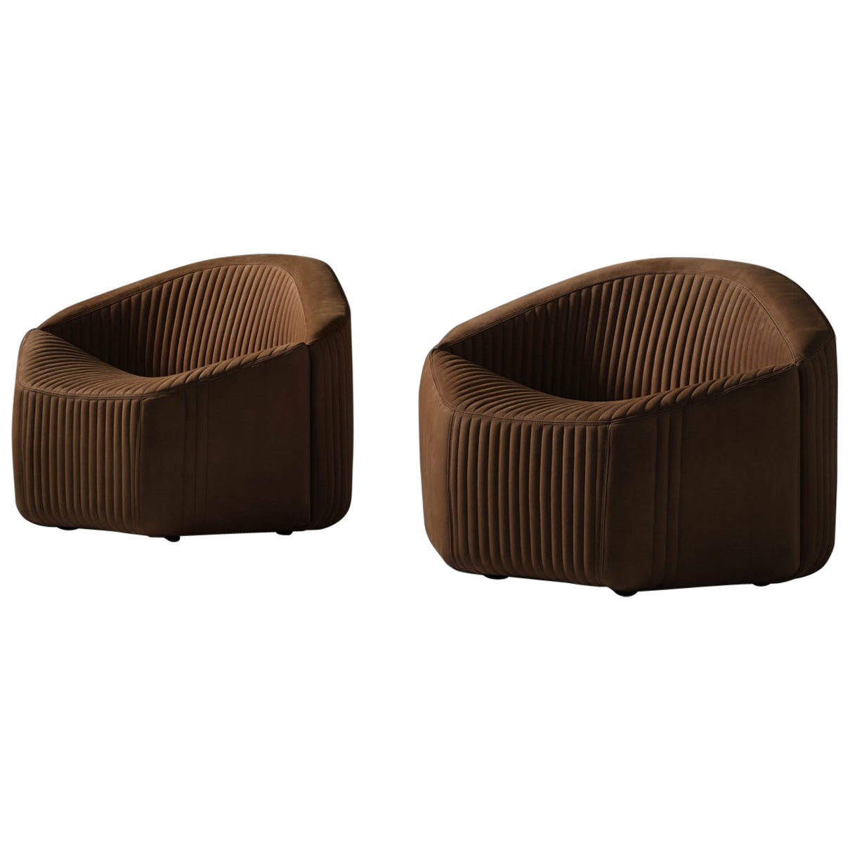 Leather Lounge chairs Model P64 by Giovanni Offredi for Saporiti, Italy 1970s